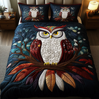 Desert Mystic Flight Southwest quilted 3-piece bedding set on a made bed with two matching pillow shams