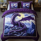 Dragon Heart Bedspread quilted 3-piece bedding set on a made bed with two matching pillow shams