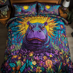 Dream Beast quilted 3-piece bedding set on a made bed with two matching pillow shams