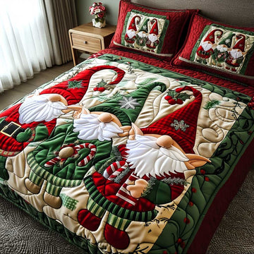Enchanted Gnome 3-Piece Quilted Bedding Set