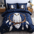 Eternal Watcher Southwest quilted 3-piece bedding set on a made bed with two matching pillow shams