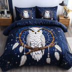 Eternal Watcher Southwest quilted 3-piece bedding set on a made bed with two matching pillow shams