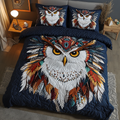 Feathered Spirit Southwest quilted 3-piece bedding set on a made bed with two matching pillow shams