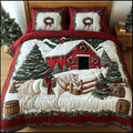 Forest Companions Animal quilted 3-piece bedding set on a made bed with two matching pillow shams