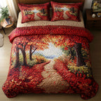 Forest Whispers quilted 3-piece bedding set on a made bed with two matching pillow shams