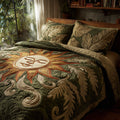 Free Spirit quilted 3-piece bedding set on a made bed with two matching pillow shams
