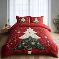 Frost Garden Christmas quilted 3-piece bedding set on a made bed with two matching pillow shams