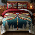 Frostfire Wings quilted 3-piece bedding set on a made bed with two matching pillow shams