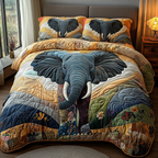 Gentle Titan quilted 3-piece bedding set on a made bed with two matching pillow shams