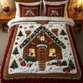 Ginger Snap quilted 3-piece bedding set on a made bed with two matching pillow shams
