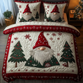 Gnome Dreams quilted 3-piece bedding set on a made bed with two matching pillow shams