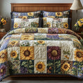 Harvest Patch quilted 3-piece bedding set on a made bed with two matching pillow shams
