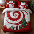 Holiday Spiral quilted 3-piece bedding set on a made bed with two matching pillow shams