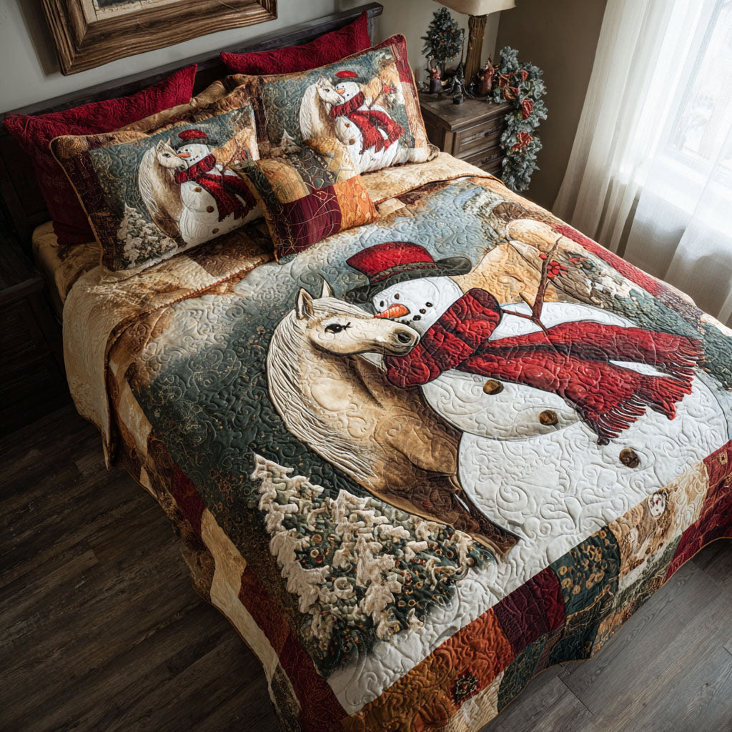 Hoof And Frost quilted 3-piece bedding set on a made bed with two matching pillow shams