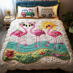 Island Breeze quilted 3-piece bedding set on a made bed with two matching pillow shams