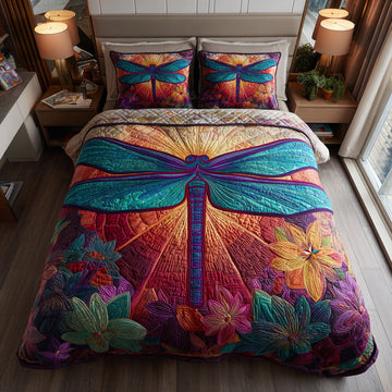 Jewel Dragonfly 3-Piece Quilted Bedding Set