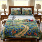 Lone Beauty quilted 3-piece bedding set on a made bed with two matching pillow shams
