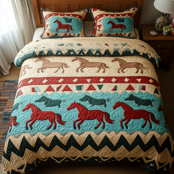 Lone Rider Horse 3-Piece Quilted Bedding Set