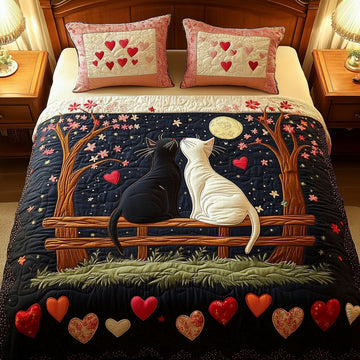 Loving Whiskers 3-Piece Quilted Bedding Set