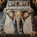 Majestic Gaze quilted 3-piece bedding set on a made bed with two matching pillow shams