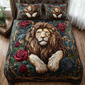 Majestic Lion quilted 3-piece bedding set on a made bed with two matching pillow shams