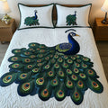 Majestic Tail Display quilted 3-piece bedding set on a made bed with two matching pillow shams