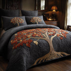 Midnight Canopy quilted 3-piece bedding set on a made bed with two matching pillow shams