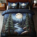 Midnight Creek quilted 3-piece bedding set on a made bed with two matching pillow shams