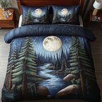 Midnight Creek quilted 3-piece bedding set on a made bed with two matching pillow shams