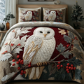 Midnight Owl Animal quilted 3-piece bedding set on a made bed with two matching pillow shams