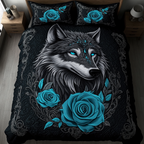 Midnight Pack quilted 3-piece bedding set on a made bed with two matching pillow shams