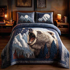 Moss Claw quilted 3-piece bedding set on a made bed with two matching pillow shams