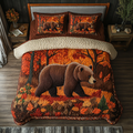 Mystic Bear Animal quilted 3-piece bedding set on a made bed with two matching pillow shams