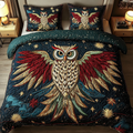 Mystic Flight Southwest quilted 3-piece bedding set on a made bed with two matching pillow shams