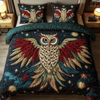 Mystic Flight Southwest quilted 3-piece bedding set on a made bed with two matching pillow shams