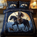 Mystic Trails Southwest quilted 3-piece bedding set on a made bed with two matching pillow shams