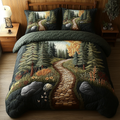 Nature Journey quilted 3-piece bedding set on a made bed with two matching pillow shams