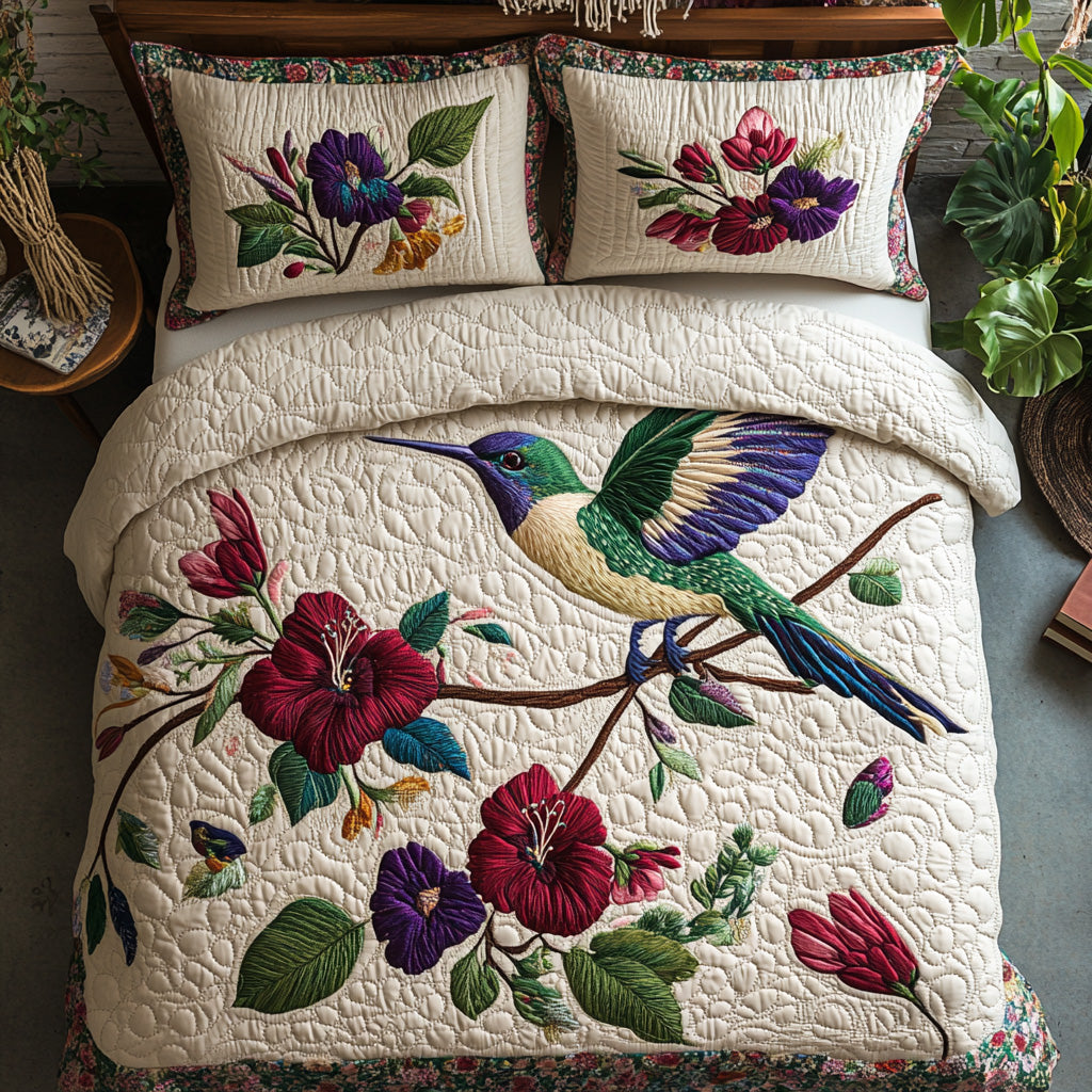 Nectar Kiss Animal quilted 3-piece bedding set on a made bed with two matching pillow shams