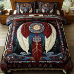 Night Vision quilted 3-piece bedding set on a made bed with two matching pillow shams
