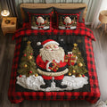 Nordic Santa quilted 3-piece bedding set on a made bed with two matching pillow shams