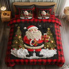 Nordic Santa quilted 3-piece bedding set on a made bed with two matching pillow shams