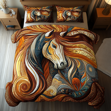 Orange Free Spirit Animal 3-Piece Quilted Bedding Set