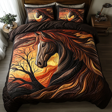 Orange Majestic Gallop Animal 3-Piece Quilted Bedding Set