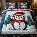 Polar Pals quilted 3-piece bedding set on a made bed with two matching pillow shams