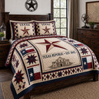 Republic Star quilted 3-piece bedding set on a made bed with two matching pillow shams