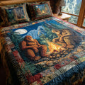 Rustic Bigfoot quilted 3-piece bedding set on a made bed with two matching pillow shams