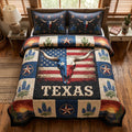 Rustic Longhorn quilted 3-piece bedding set on a made bed with two matching pillow shams