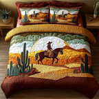Rustic Range quilted 3-piece bedding set on a made bed with two matching pillow shams