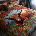 Rustic Retreat Autumn quilted 3-piece bedding set on a made bed with two matching pillow shams