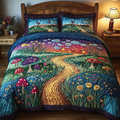 Rustic Road quilted 3-piece bedding set on a made bed with two matching pillow shams